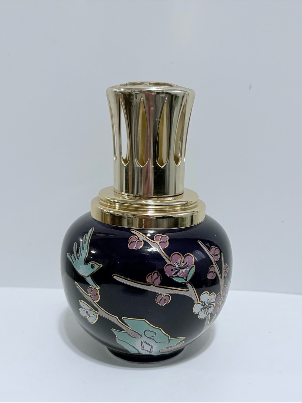 Vintage Berger Paris Limoges Porcelain Daphne Dark Blue Lampe